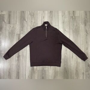 Burberry Brit Sweater Men's 2XL Brown 100% Cotton Logo Long‎ Sleeve Quarter Zip